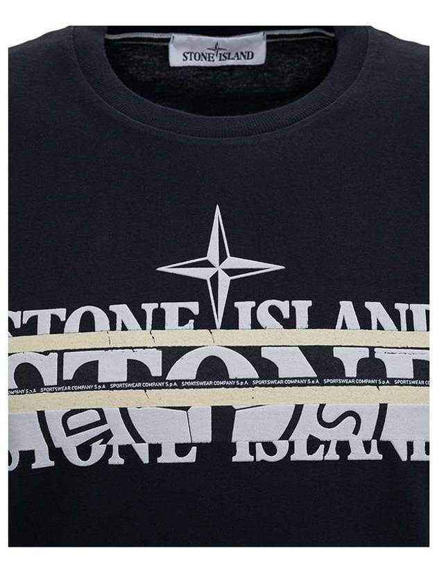 Band Multi Logo Short Sleeve T-Shirt Black - STONE ISLAND - BALAAN 6