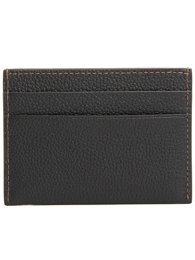 Grainy TB Logo Calfskin Card Wallet Black - BURBERRY - BALAAN 3