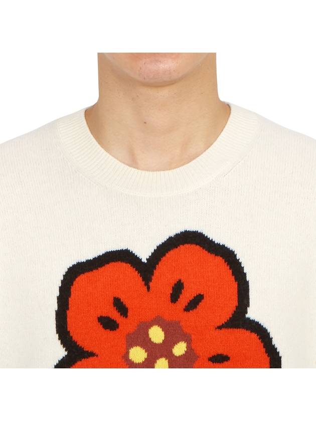 Boke Flower Merino Wool Knit Top Off White - KENZO - BALAAN 7