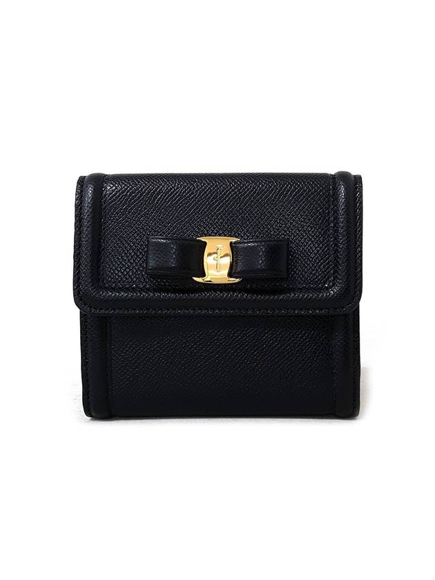 Women's Vara Ribbon Half Wallet Black - SALVATORE FERRAGAMO - BALAAN 1