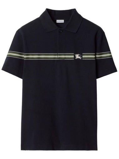 Striped Cotton Short Sleeve Polo Shirt Black - BURBERRY - BALAAN 1