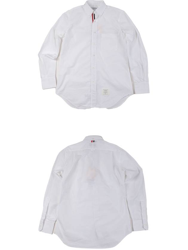 Men's Grosgrain Placket Solid Poplin Long Sleeve Shirt White - THOM BROWNE - BALAAN 4