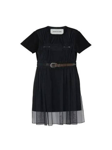 for WOMEN Bladda mesh belt velvet dress atb760w BLACK - ANDERSSON BELL - BALAAN 1