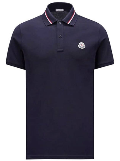 Logo Patch Polo Shirt Dark Blue - MONCLER - BALAAN 2