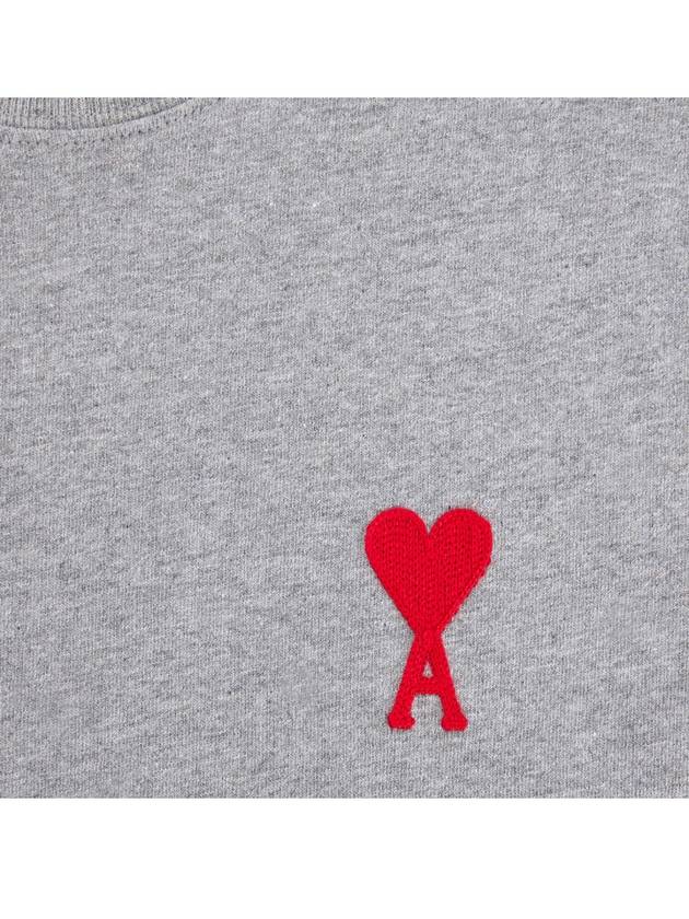 Heart Logo Cotton Jersey Short Sleeve T-Shirt Grey - AMI - BALAAN 6