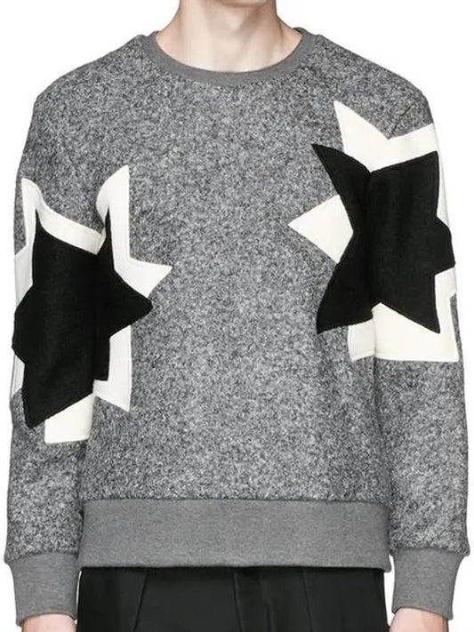 Double Star Sweatshirt Gray - NEIL BARRETT - BALAAN.