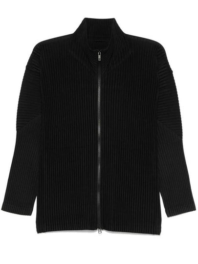 Pleats Zip-Up Cardigan Black - ISSEY MIYAKE - BALAAN 2