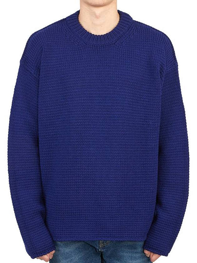 Crew Neck Wool Knit Top Blue - TEN C - BALAAN 2