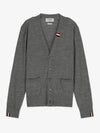 Men's Jersey Stitch V-Neck Cardigan Light Grey - THOM BROWNE - BALAAN 2