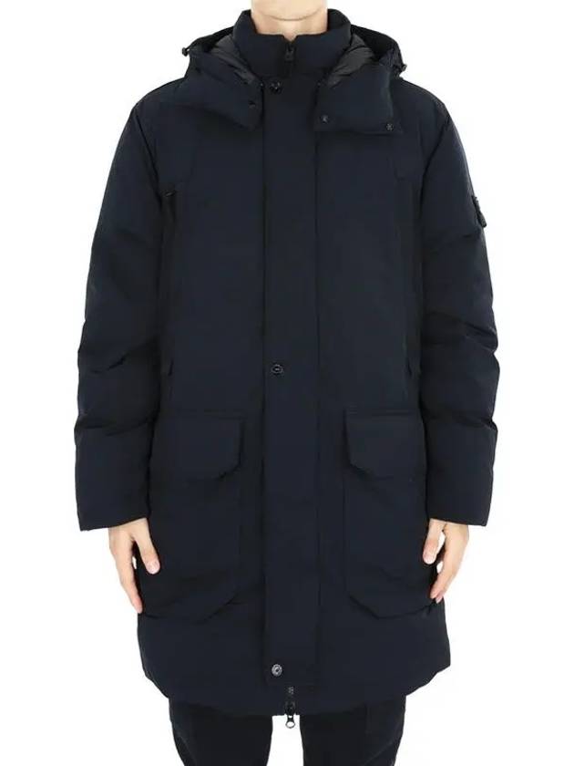 Polyester Micro Twill Long Down Parka Navy - STONE ISLAND - BALAAN 3