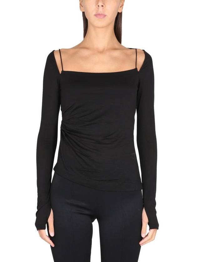 Viscose Long Sleeve T-Shirt Black - HELMUT LANG - BALAAN 1