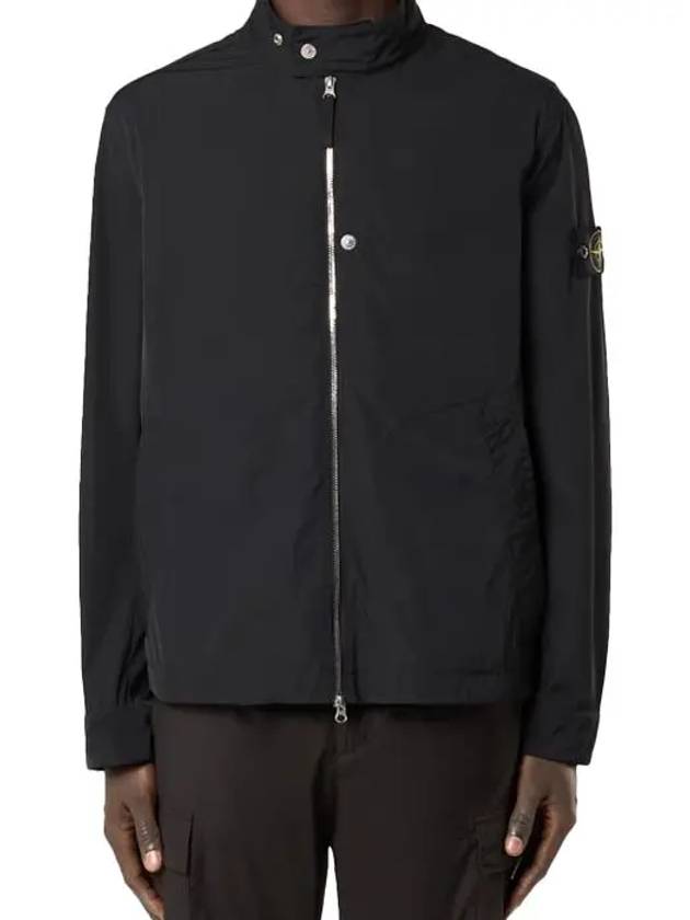 Micro Twill Zip-Up Jacket Black - STONE ISLAND - BALAAN 4