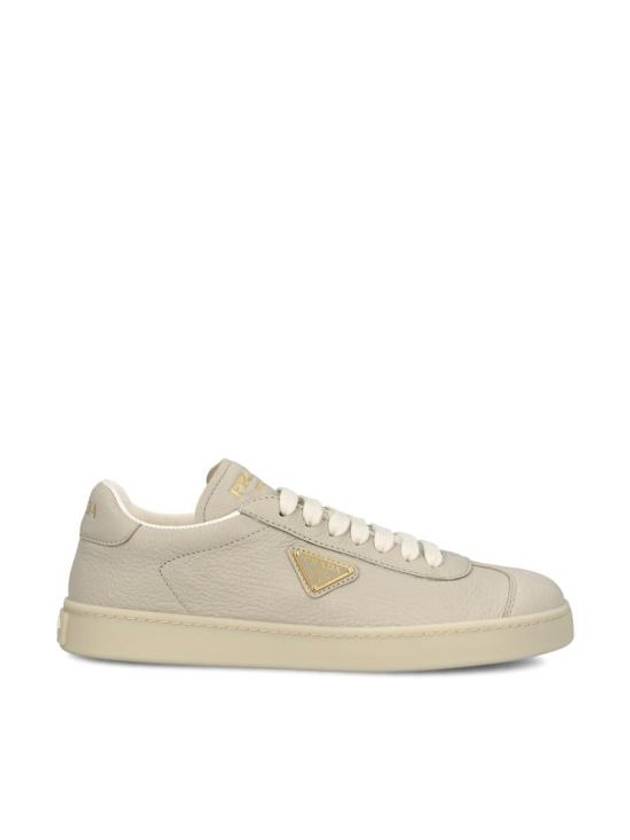 Leather Low Top Sneakers Pumice Stone - PRADA - BALAAN 1