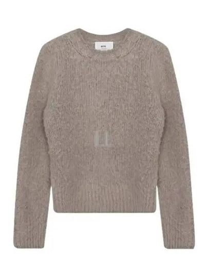 Crew Neck Brushed Wool Alpaca Knit Top Beige - AMI - BALAAN 2