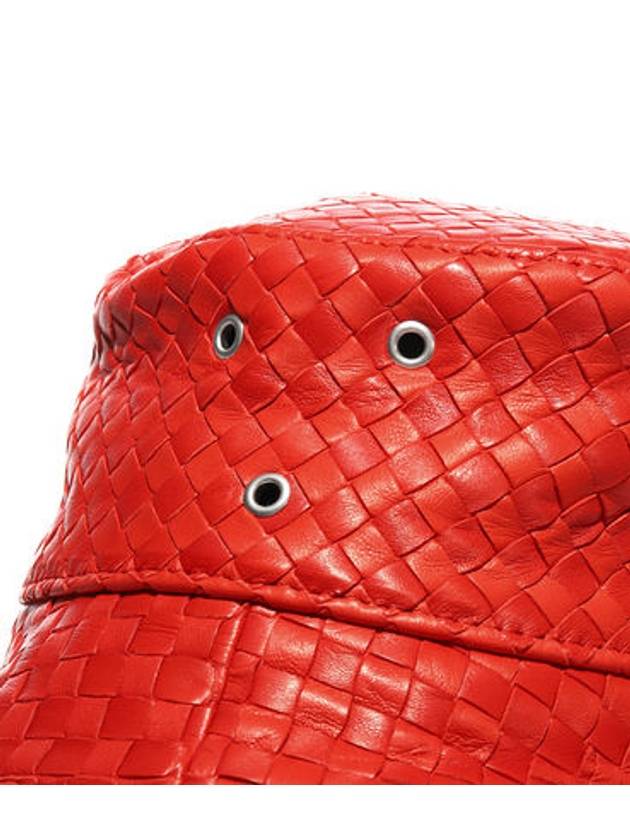 Intrecciato Leather Bucket Hat Red - BOTTEGA VENETA - BALAAN 4