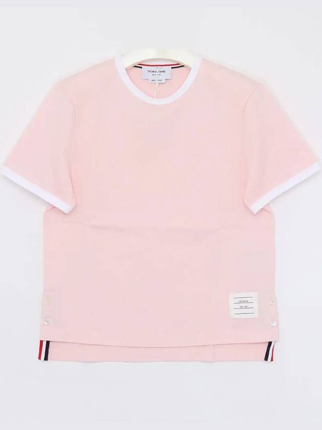 Asymmetric Hem Short Sleeve T-Shirt Pink - THOM BROWNE - BALAAN 3