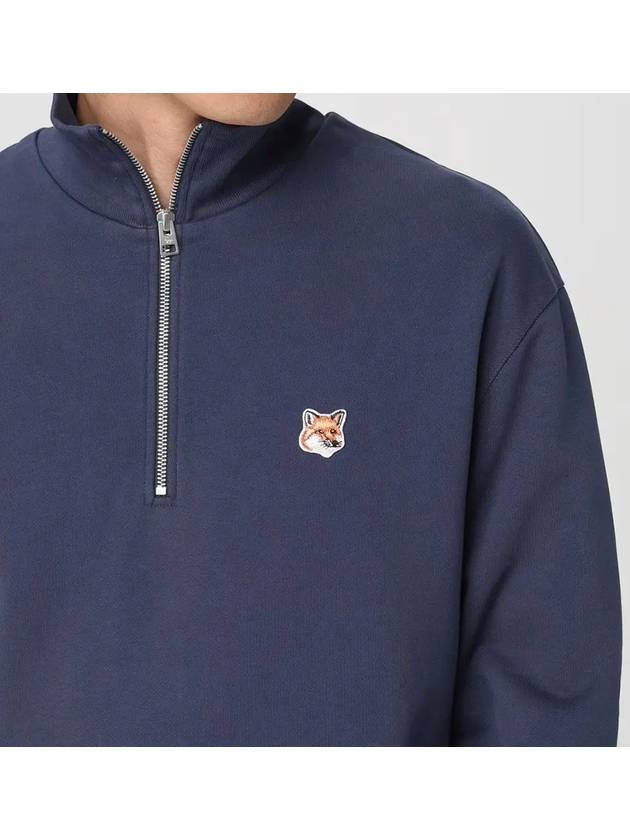 Fox Head Patch Half Zipper Sweatshirt Ink Blue - MAISON KITSUNE - BALAAN 5