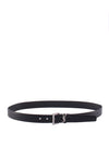 Square Buckle Monogram Leather Belt Black - SAINT LAURENT - BALAAN 3