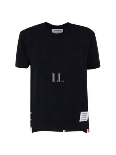 Center Back Stripe Classic Cotton Pique Relaxed Fit Short Sleeve T-Shirt Navy - THOM BROWNE - BALAAN 2