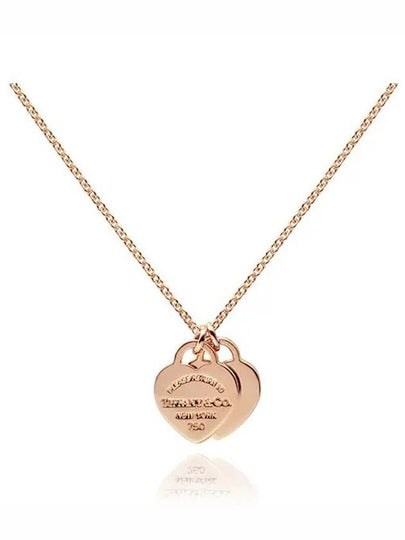 Double Heart Tag Pendant Necklace Rose Gold - TIFFANY & CO. - BALAAN 2