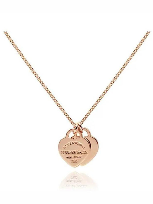 Women's Double Heart Tag Pendant Necklace Rose Gold - TIFFANY & CO. - BALAAN 2