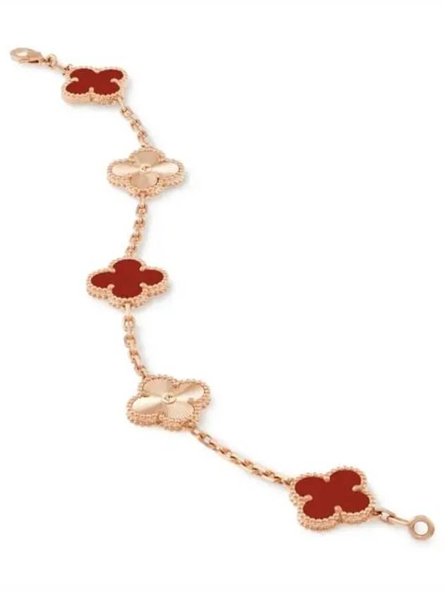 Vintage Alhambra 5 Motif Bracelet Rose Gold Red - VANCLEEFARPELS - BALAAN 3