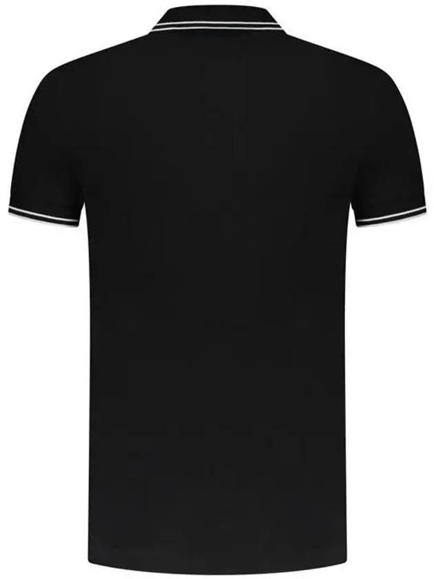 Stretch Cotton Pique Short Sleeve Polo Shirt Black - STONE ISLAND - BALAAN 3