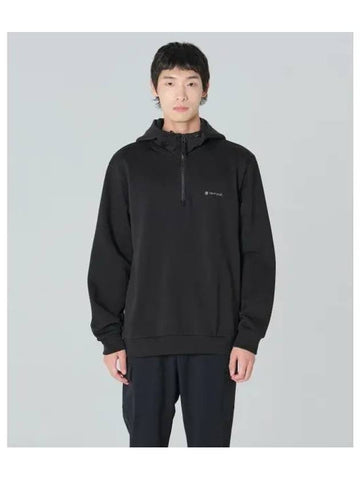 Land Tech Lettering Half Zip Up Hooded T Shirt Black S23FMTHD64 - SNOW PEAK - BALAAN 1