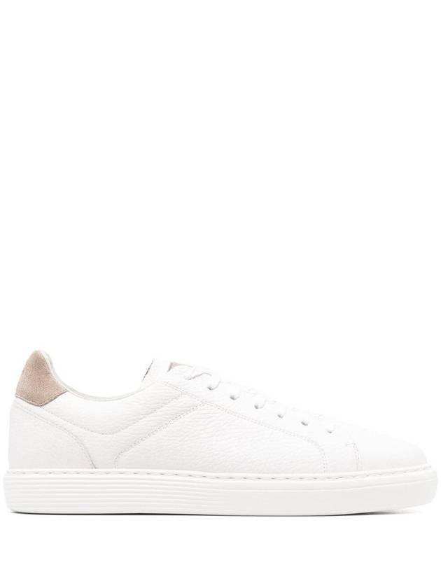 Logo Leather Low Top Sneakers White - BRUNELLO CUCINELLI - BALAAN 2