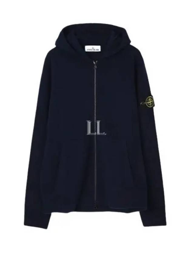 Geelong Wool Hooded Knit Cardigan Navy - STONE ISLAND - BALAAN 2