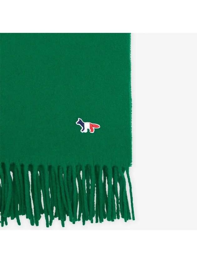 Small Tricolor Fox Wool Muffler Green - MAISON KITSUNE - BALAAN 3