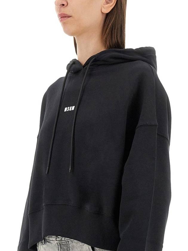 Micro Logo Print Cotton Hoodie Black - MSGM - BALAAN 5