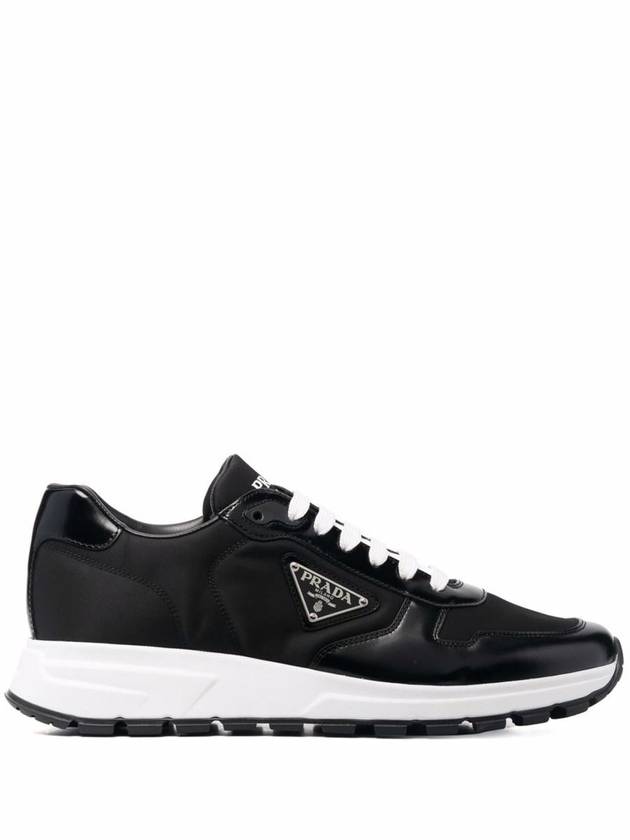 Prax 01 Re-Nylon Brushed Leather Low-Top Sneakers Black - PRADA - BALAAN 2