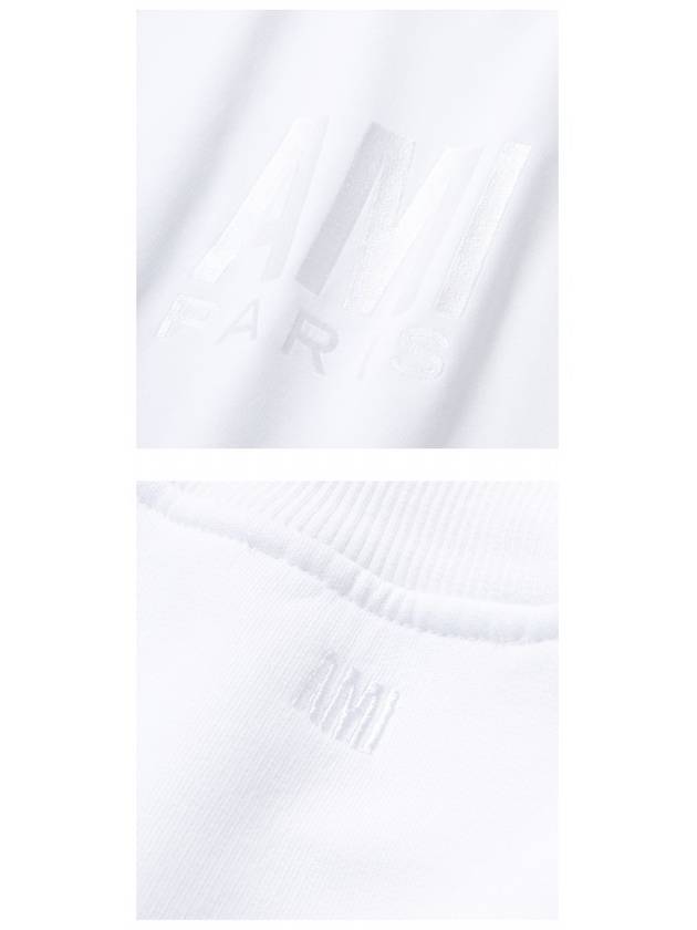 Chest Embroidery Logo Sweatshirt White - AMI - BALAAN 6