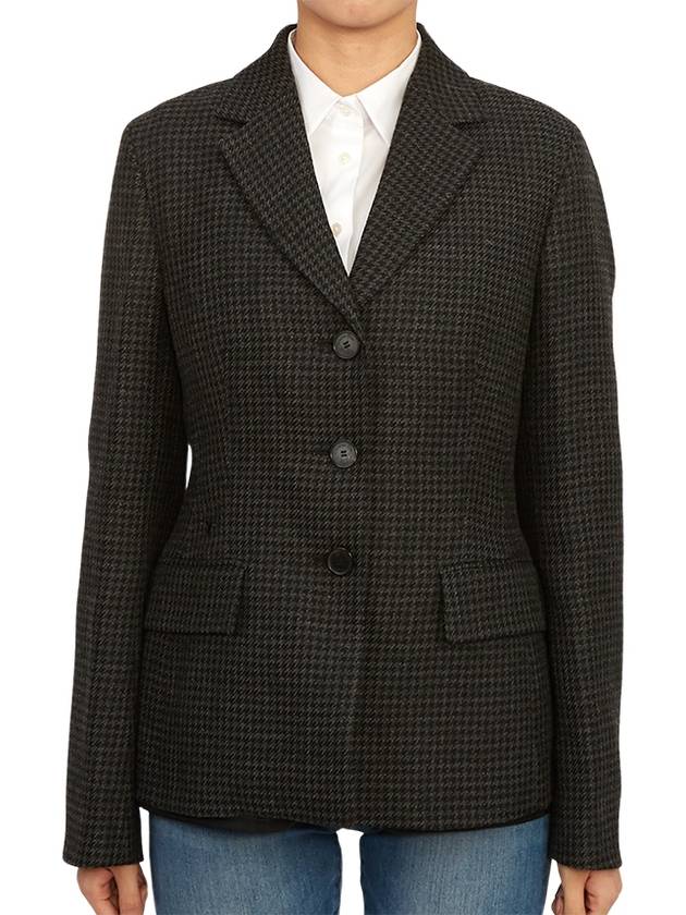 2-In-1 Houndstooth Mohair Wool Jacket Grey - DIOR - BALAAN 2