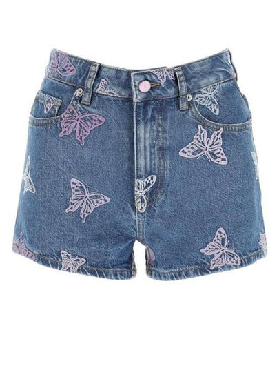 Embroidery Denim High Waisted Shorts Blue - GANNI - BALAAN 2