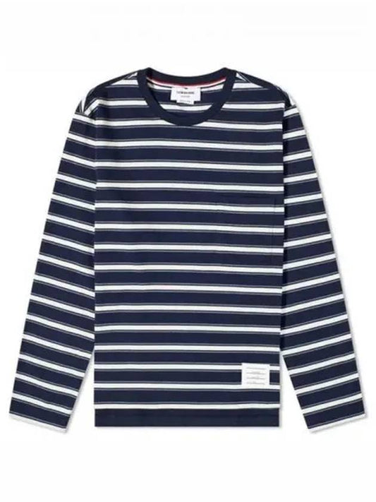 Striped oversized long sleeve navy men s t shirt 270379 - THOM BROWNE - BALAAN 1