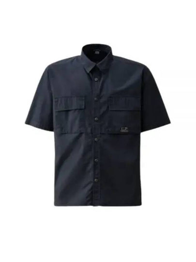 Cotton Rip-Stop Short Sleeve Shirt Navy - CP COMPANY - BALAAN 2