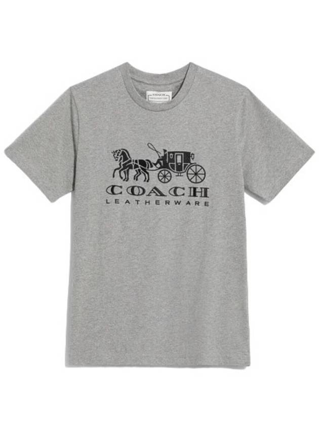 Coach Heather Grey Horse And Carriage Cotton T-Shirt, Size Medium - COACH - BALAAN 1