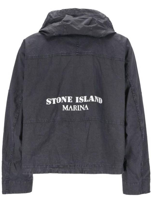 Marina Raw Plated Linen Hooded Jacket Royal Blue - STONE ISLAND - BALAAN 4