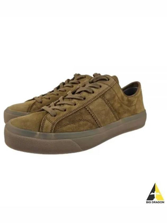 Cambridge Suede Lace-Up Low Top Sneakers Camel - TOM FORD - BALAAN 2