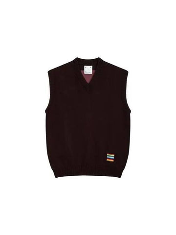 POP TRADING COLLABORATION Striped V neck knit vest dark brown 270502 - PAUL SMITH - BALAAN 1