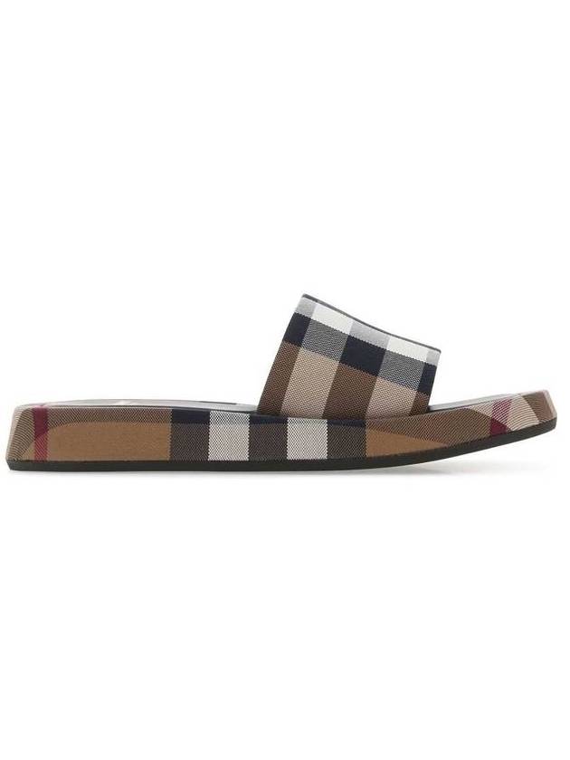 Check Stripe Slippers Brown - BURBERRY - BALAAN.