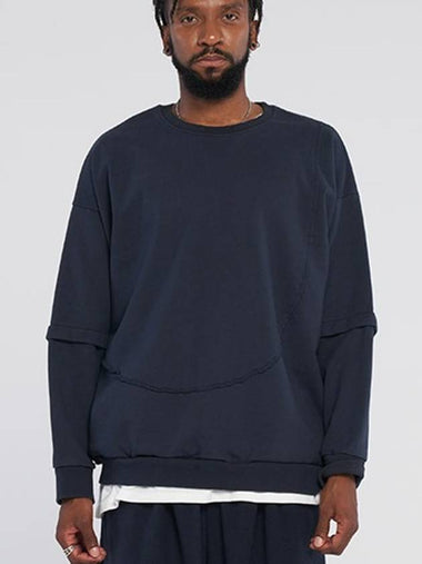 Front double layered sweatshirt Darknavy - TENER - BALAAN 1