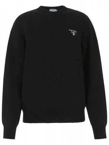 Crew Neck Cashmere Knit Top Black - PRADA - BALAAN 1