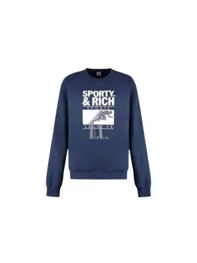 Motion Club Crew Neck Cotton Sweatshirt Navy - SPORTY & RICH - BALAAN 2