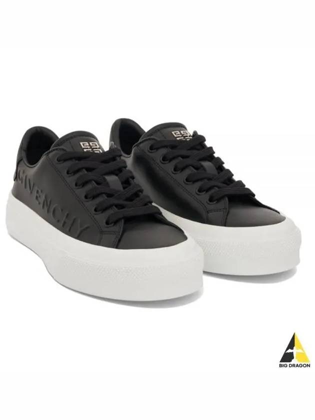 Logo City Sport Embossed Leather Low Top Sneakers Black - GIVENCHY - BALAAN.