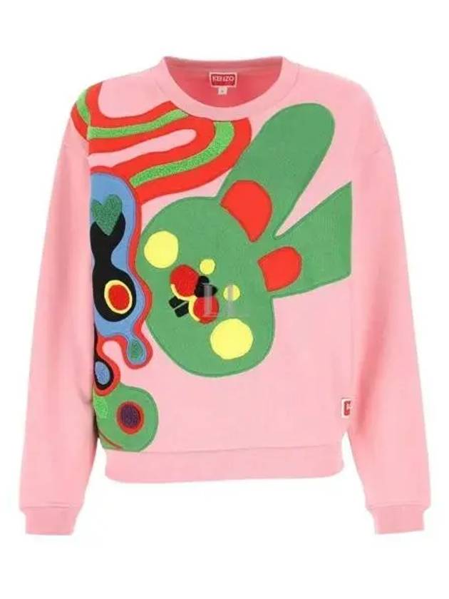 Motif Embroidery Cotton Sweatshirt Pink - KENZO - BALAAN 2