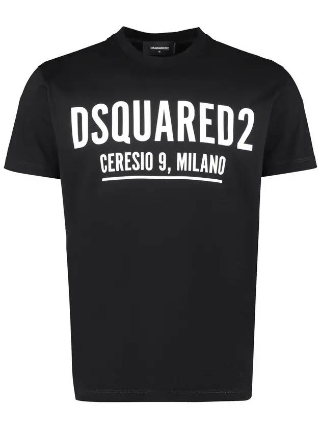 Men's Ceresio 9 Logo Short Sleeve T-Shirt Black - DSQUARED2 - BALAAN 1