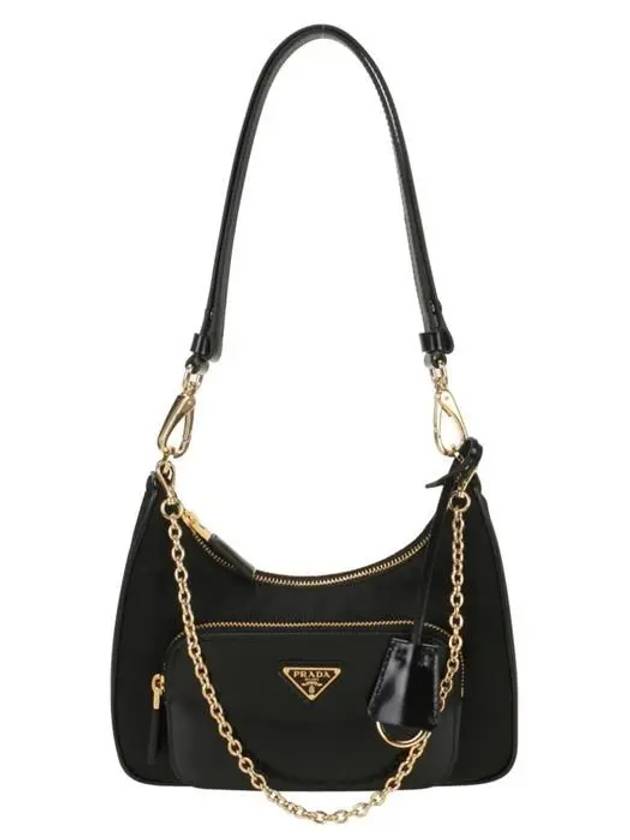 Re-Nylon Brushed Leather Mini Bag Black - PRADA - BALAAN 2